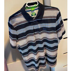 Hugo Boss Stripped Polo Shirt Navy Blue Grey